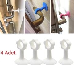 CM-072 Vantuzlu Geçmeli Kapı Kolu Stoper 4lü Set Beyaz