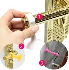 CM-072 Vantuzlu Geçmeli Kapı Kolu Stoper 4lü Set Beyaz