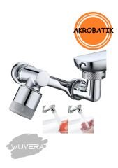 WUVERA 1080 Derece Dönebilen Robotik Kol Musluk Başlığı - Musluk Uzatma Aparatı Ucu (TOPTAN SATIŞ)