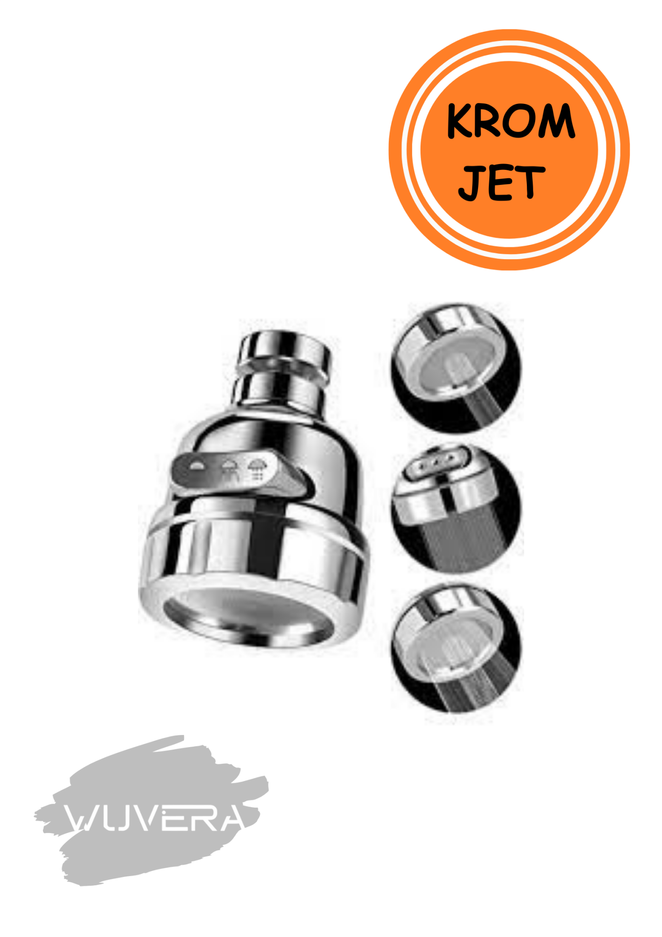 Wuvera Krom Üç Fonksiyonlu 360 Derece Oynar Tasarruflu Musluk Başlığı - Pratik, Dayanıklı (TOPTAN SATIŞ)