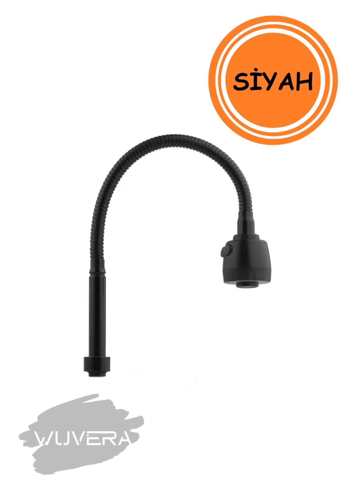 Wuvera Oynar Başlıklı Siyah Esnek Boru Çift Fonksiyonlu Mutfak Lavabo Musluk Başlığı - Su Tasarruflu, Kolay Kurulumlu (TOPTAN SATIŞ)