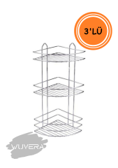 Wuvera Paslanmaz Krom 3 Katlı Banyo Köşeliği – Şampuanlık Köşelik Banyo Rafı – Banyonuzda Şıklık ve Pratiklik!