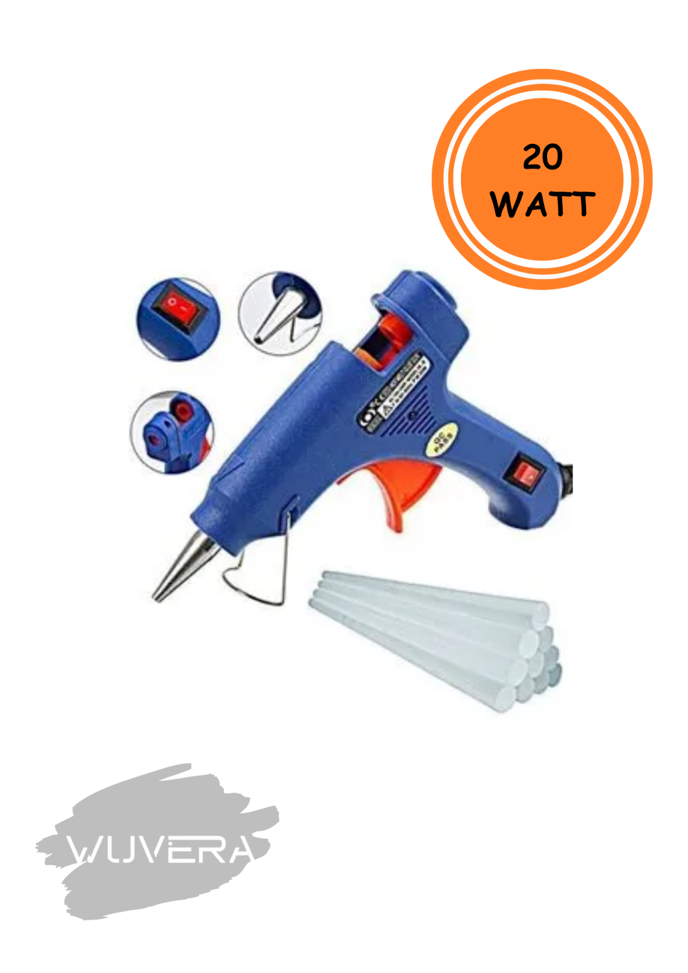 Wuvera 20W Sıcak Silikon Tabancası – Çekme Eritme Tabanca & Şeffaf Mum Yapıştırıcı – Hızlı ve Güçlü Yapıştırma Çözümü!