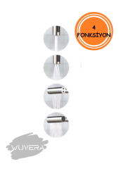 Wuvera 4 Fonksiyonlu 360° Dönebilen Şelale Basınçlı Musluk Başlığı