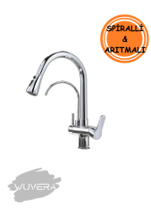 Wuvera Krom Arıtmalı Spiralli Mutfak Bataryası – 3 Yollu Su Filtresi ile Sağlıklı ve Pratik Mutfak Çözümü!