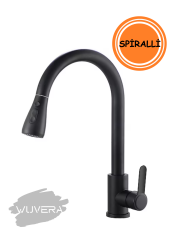 Wuvera Siyah Spiralli Mutfak Eviye Bataryası – Modern ve Pratik Mutfak Çözümü!