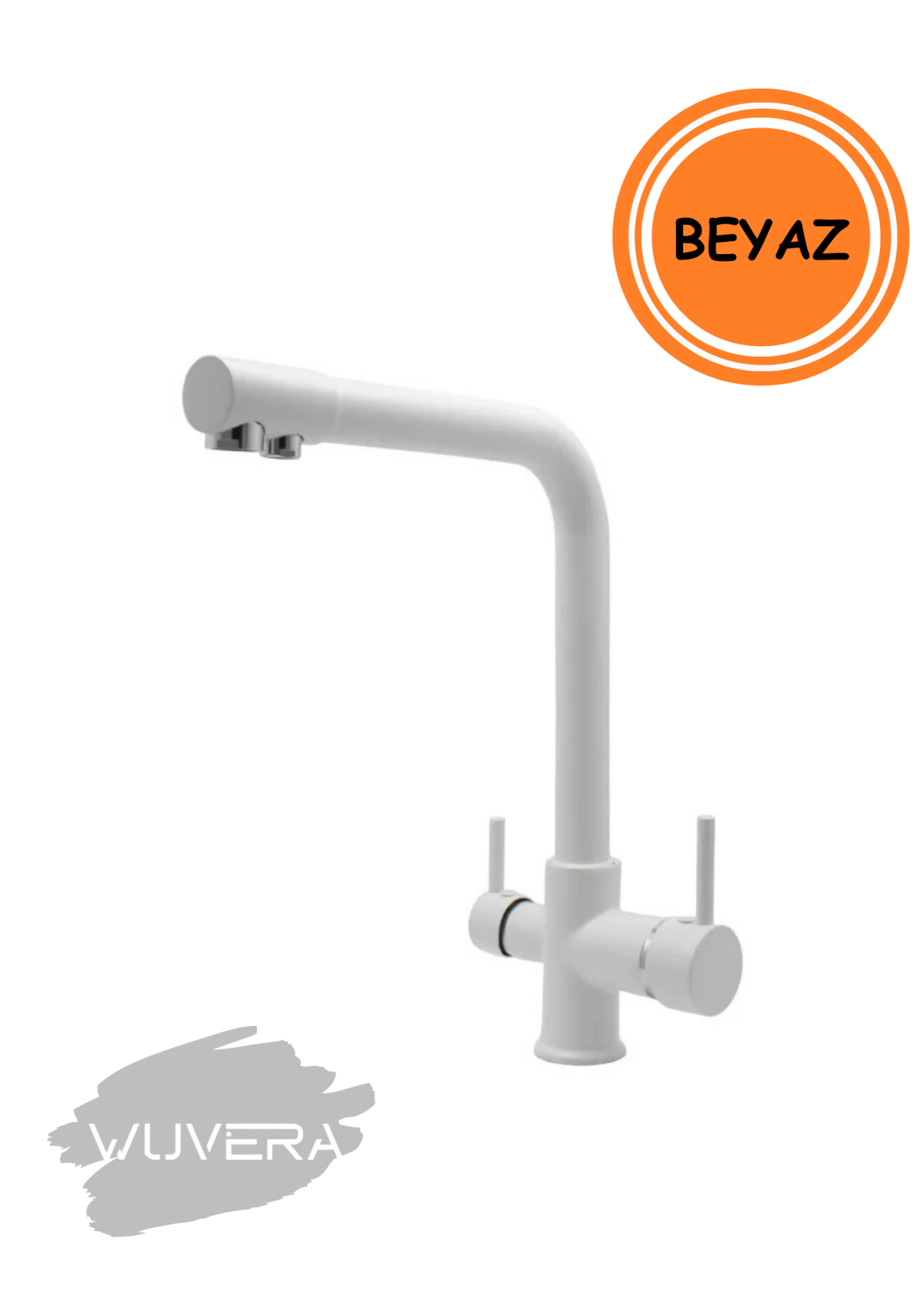 Wuvera Beyaz 3 Yollu Arıtmalı Mutfak Eviye Bataryası – Sağlık, Şıklık ve Pratiklik Bir Arada!