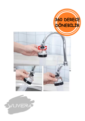 WUVERA Şeffaf 3 Fonksiyonlu Tasarruflu 360 Derece Döner Mutfak Lavabo Başlığı Musluk Ucu