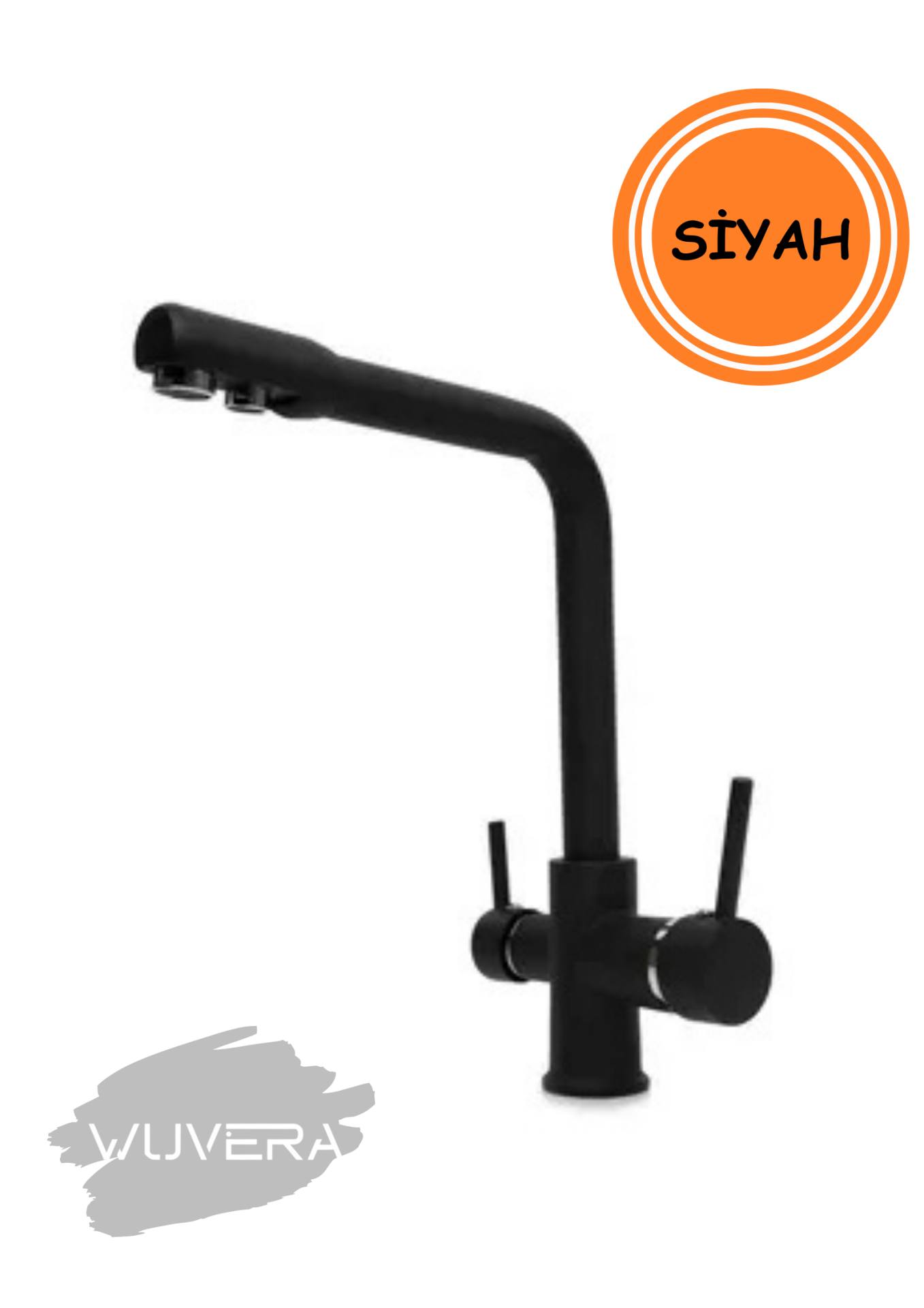 Wuvera Siyah 3 Yollu Arıtmalı Mutfak Bataryası – Sağlıklı Su ve Modern Şıklık