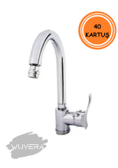 Wuvera Galaxy Serisi TSE Belgeli Mutfak Evye Bataryası – 40 mm Kartuş, Tezgah Üstü Montaj & Oynar Perlâtör