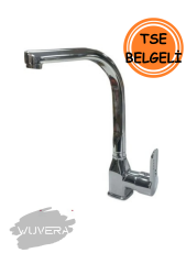 Wuvera Pramit Serisi TSE Belgeli Lavabo Bataryası – 40 mm Kartuş, Tezgah Üstü Montaj & Kuğu Boru Tasarım