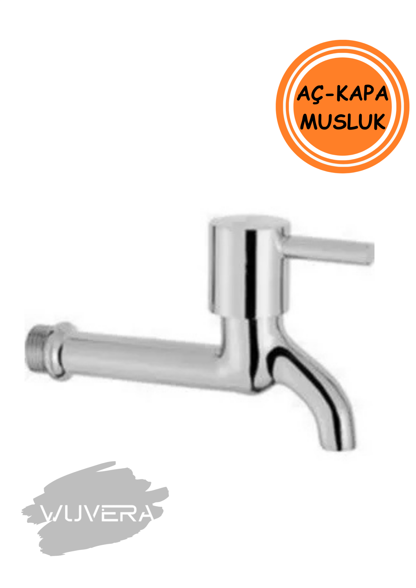 Wuvera TSE Belgeli Aç/Kapa Musluk – 1/2” Dişli Duvar Bağlantılı Pirinç Gövde