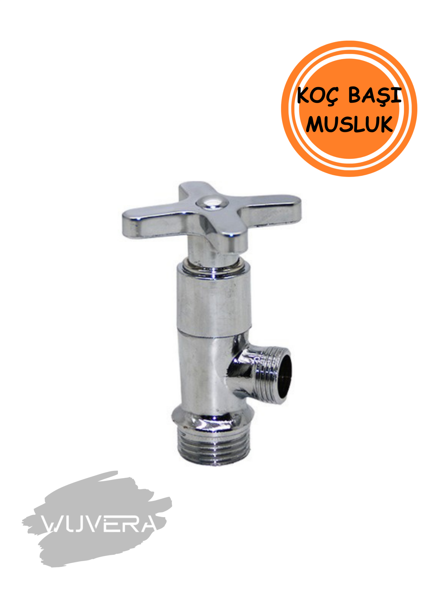Wuvera TSE Belgeli Koç Başı Aç/Kapa Musluk – 1/2” Dişli Duvar Bağlantılı Pirinç Gövde