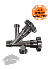 Wuvera Dual Taharet Musluğu – Çift Vanalı, 3/4” & 3/8” Çıkışlı, 1/2” Tesisat Bağlantı