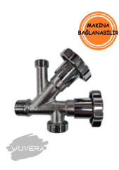 Wuvera Dual Taharet Musluğu – Çift Vanalı, 3/4” & 3/8” Çıkışlı, 1/2” Tesisat Bağlantı