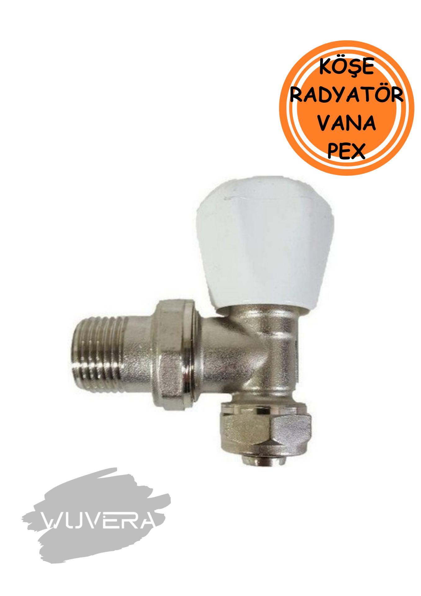 Wuvera Köşe PEX Radyatör Vanası – Termostatik Olmayan ve PEX Uyumlu