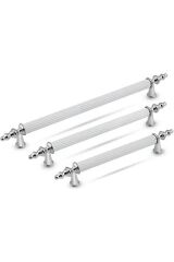 WUVERA Gündüz Kulp Mobilya Mutfak Dolabı Çekmece Dolap Kulpları Kapak Kulpu Kulbu Beyaz Krom 96 mm