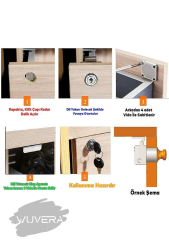 WUVERA Kare Çekmece Kilidi Kapak Dolap Posta Kutusu Kilit 2 Anahtarlı