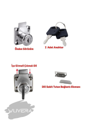 WUVERA Kare Çekmece Kilidi Kapak Dolap Posta Kutusu Kilit 2 Anahtarlı