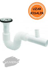 WUVERA Çamaşır ve Bulaşık Makinesi Çıkışlı Lavabo Sifonu - Körüklü, 35-75 cm