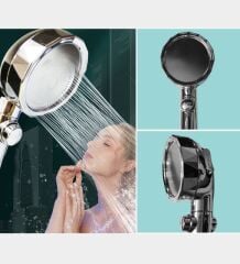 WUVERA Bas Stop 3 Fonksiyonlu Krom Lazer Delik Duş Başlığı