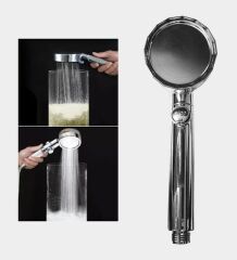 WUVERA Bas Stop 3 Fonksiyonlu Krom Lazer Delik Duş Başlığı