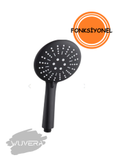 WUVERA 3 Fonksiyonlu Siyah Panter Duş Başlığı