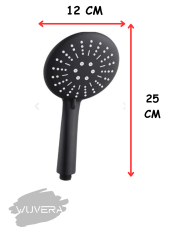 WUVERA 3 Fonksiyonlu Siyah Panter Duş Başlığı