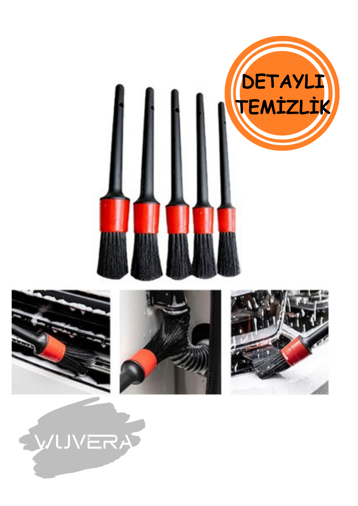 WUVERA 5 Adet Detay Araç Içi Oto Temizleme Fırçası Seti