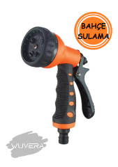 WUVERA Bahçe Su Püskürtme Tabancası Sulama Hortum Püskürtme Tabancası Ayarlanır 8 Fonksiyon