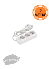 Wuvera 5 m Kablolu Topraklı Seyyar Grup Priz – 3’lü Elektrik Çözümü