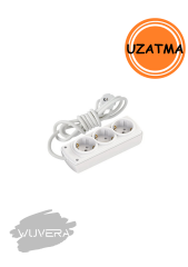 Wuvera 3 m Topraklı Kablolu Grup Priz – 3’lü Kompakt Elektrik Priz Çözümü