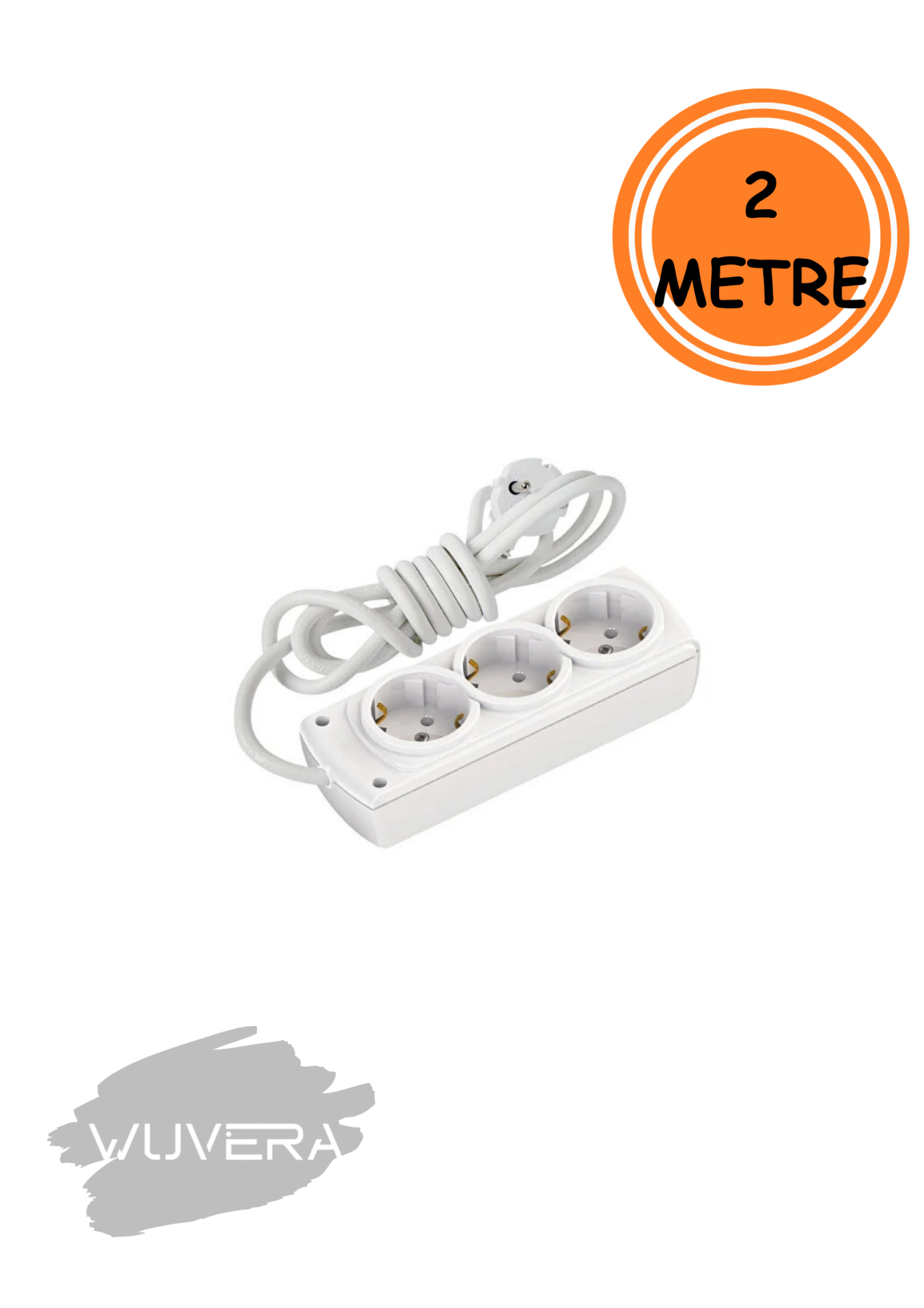 Wuvera 2 m Topraklı Seyyar 3’lü Grup Priz – Kısa Mesafe Elektrik Konforu