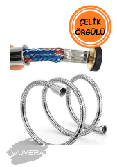 Wuvera Paslanmaz Kırılmaz Örgülü Çelik Duş Hortumu – 150 cm Uzun Ömürlü ve Esnek Tasarım