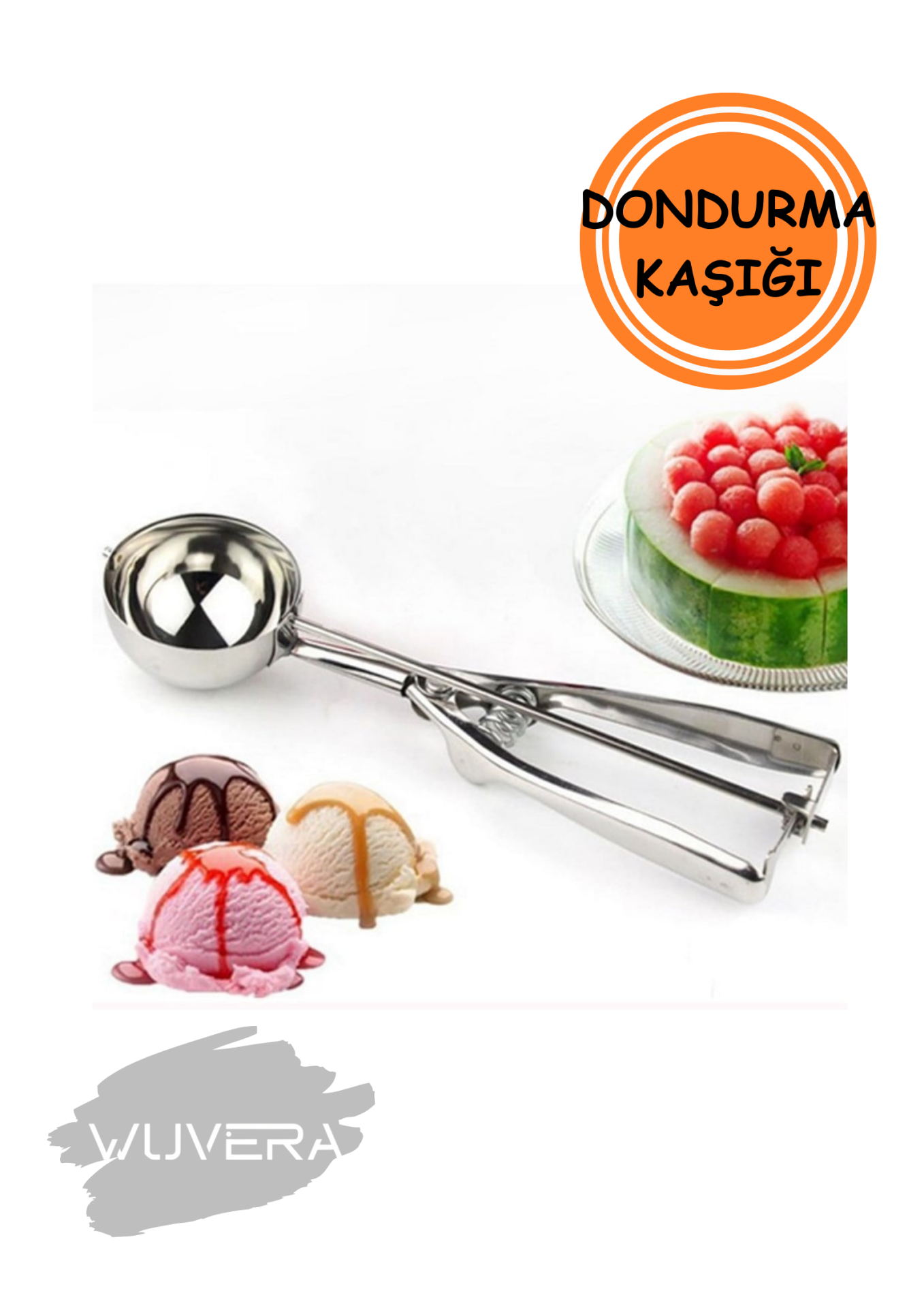 Wuvera Paslanmaz Çelik Dondurma ve Helva Kaşığı – Pratik ve Dayanıklı Kullanım