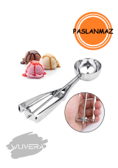 Wuvera Paslanmaz Çelik Dondurma ve Helva Kaşığı – Pratik ve Dayanıklı Kullanım