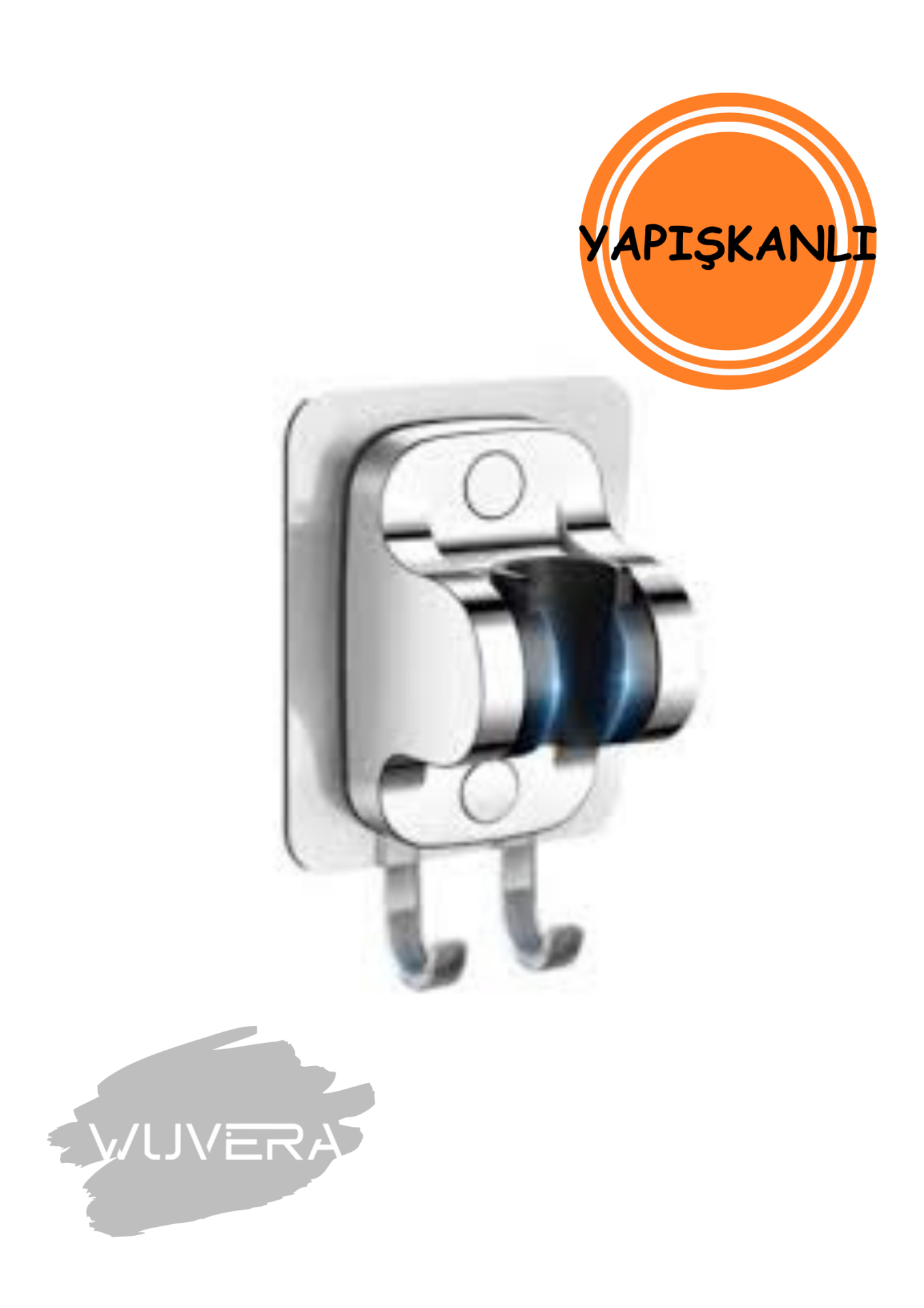 WUVERA Krom Kendinden Yapışkanlı 15 Kg Taşıyabilen Nano Duş Başlığı Askısı Duş Mafsalı