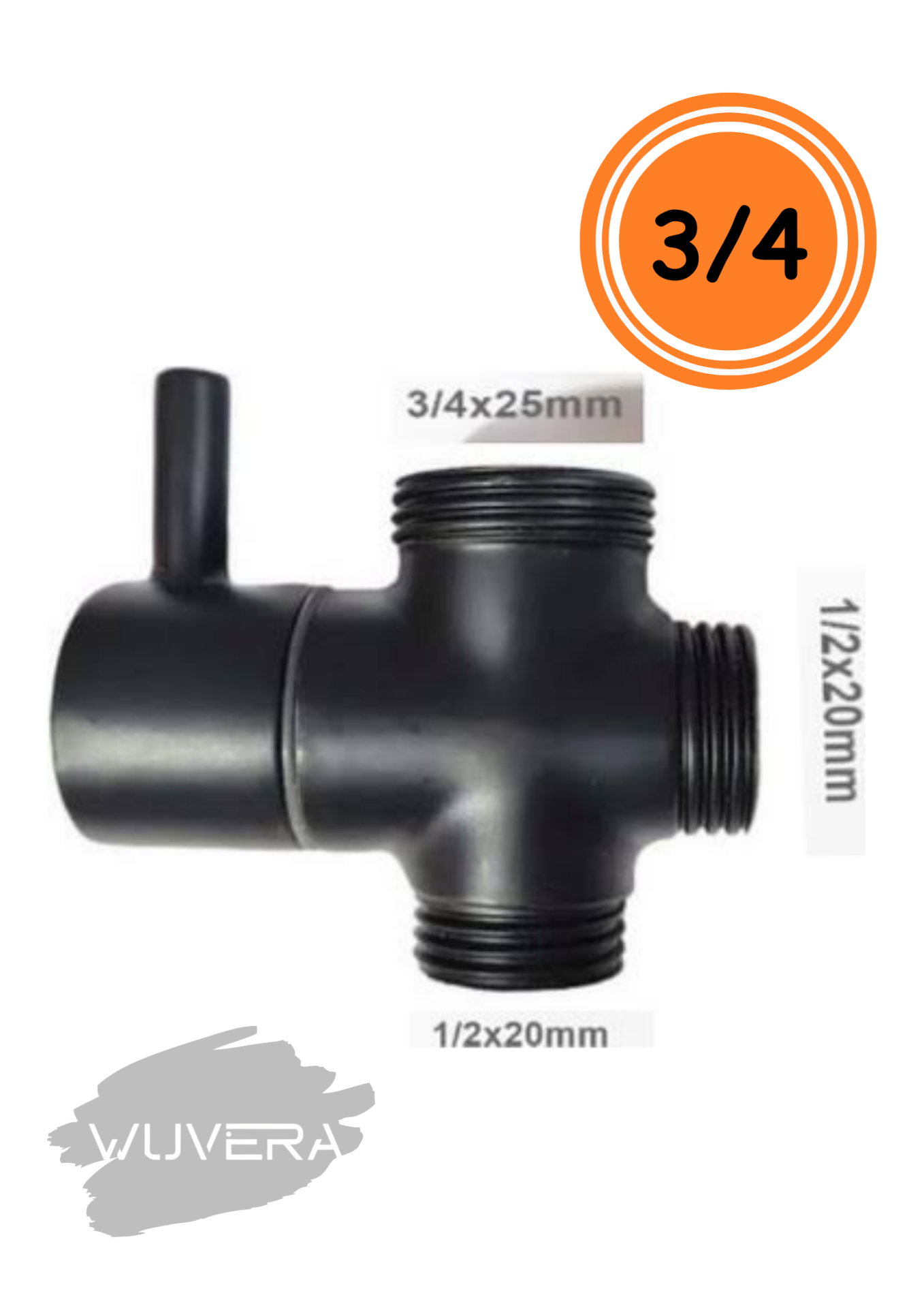 Siyah Robot Duş Seti Yönlendirici Musluk - 3/4''x1/2''x1/2'' Bağlantı Uyumu