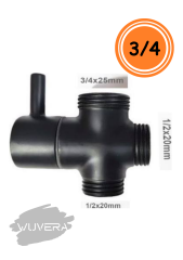 Siyah Robot Duş Seti Yönlendirici Musluk - 3/4''x1/2''x1/2'' Bağlantı Uyumu