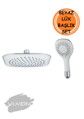 WUVERA Beyaz Lux Tepe Yağmurlama Duş Seti Robotu - Tepe Duş Başlığı ve El Duşu Seti