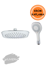 WUVERA Beyaz Lux Tepe Yağmurlama Duş Seti Robotu - Tepe Duş Başlığı ve El Duşu Seti