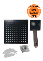 Wuvera Siyah Kare Tepe Yağmurlama Robot Lux Duş Seti - Tepe ve El Duşu, Modern Tasarım