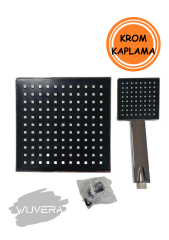 Wuvera Siyah Kare Tepe Yağmurlama Robot Lux Duş Seti - Tepe ve El Duşu, Modern Tasarım