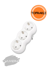Wuvera 3'lü Topraklı Gölyat Grup Priz – Güvenli ve Dayanıklı Elektrik Kullanımı