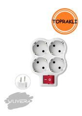 Wuvera 4’lü Anahtarlı Çocuk Korumalı Golyat Priz – Güvenli, Pratik, Modern
