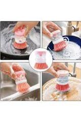 WUVERA 1 Adet Bulaşık Yıkama Fırçası Sıvı Deterjan Hazneli Ocak Tencere Tava Mutfak Banyo Temizleme Fırçası