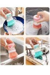 WUVERA 1 Adet Bulaşık Yıkama Fırçası Sıvı Deterjan Hazneli Ocak Tencere Tava Mutfak Banyo Temizleme Fırçası