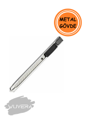 WUVERA Ince Metal Gövdeli Maket Bıçağı / Falçata Küçük Boy - Cep Tipi Mini İnce Maket Bıçağı 9mm