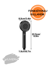 Wuvera Turbo Fan 5 Fonksiyonlu Su Tasarruflu Duş Başlığı – Yüksek Basınç ve Ayarlanabilir Akış