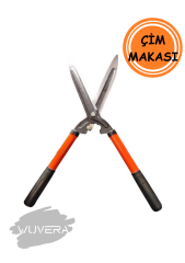 Wuvera Metal Saplı Çim Biçme Makası – Tırtırlı Kesici Ağızlı Bahçe Aracı